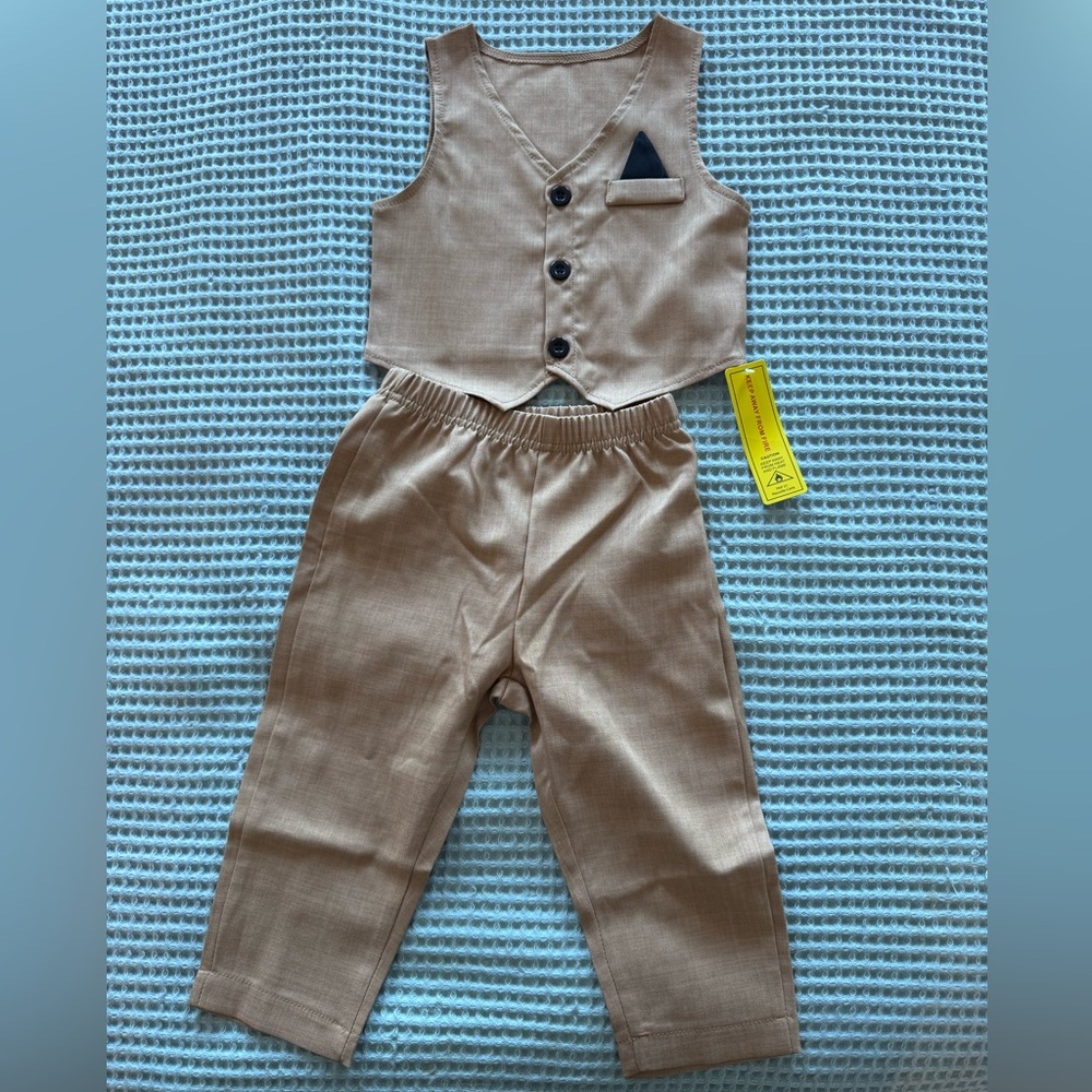 Tan Vest and Pants Set for Kids